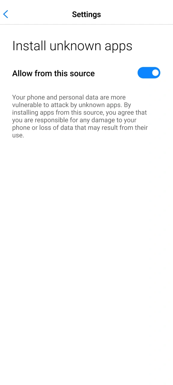 Enable installation from unknown sources to install the Melbet app.